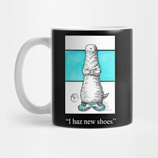 Ferret in Big Shoes - I Haz New Shoes - White Outlined Version Mug